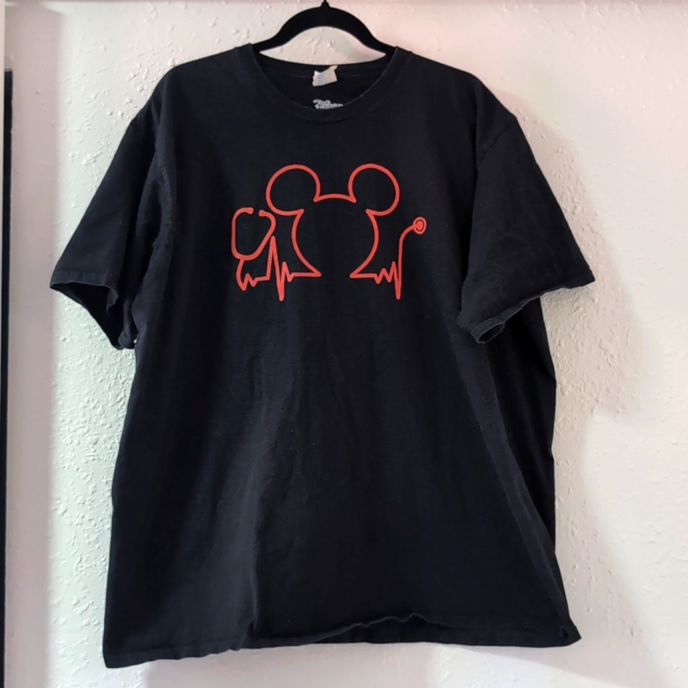 Disney Nurses Day Mickey Stethoscope Graphic Black T-shirt Unisex 3XL